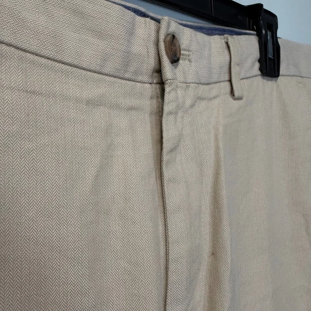 Banana Republic Aiden Fit Mens 34x34 Tan Herringbone Cotton Chino Pants